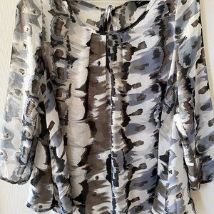 Black/White Sheer Blouse in Size Medium
